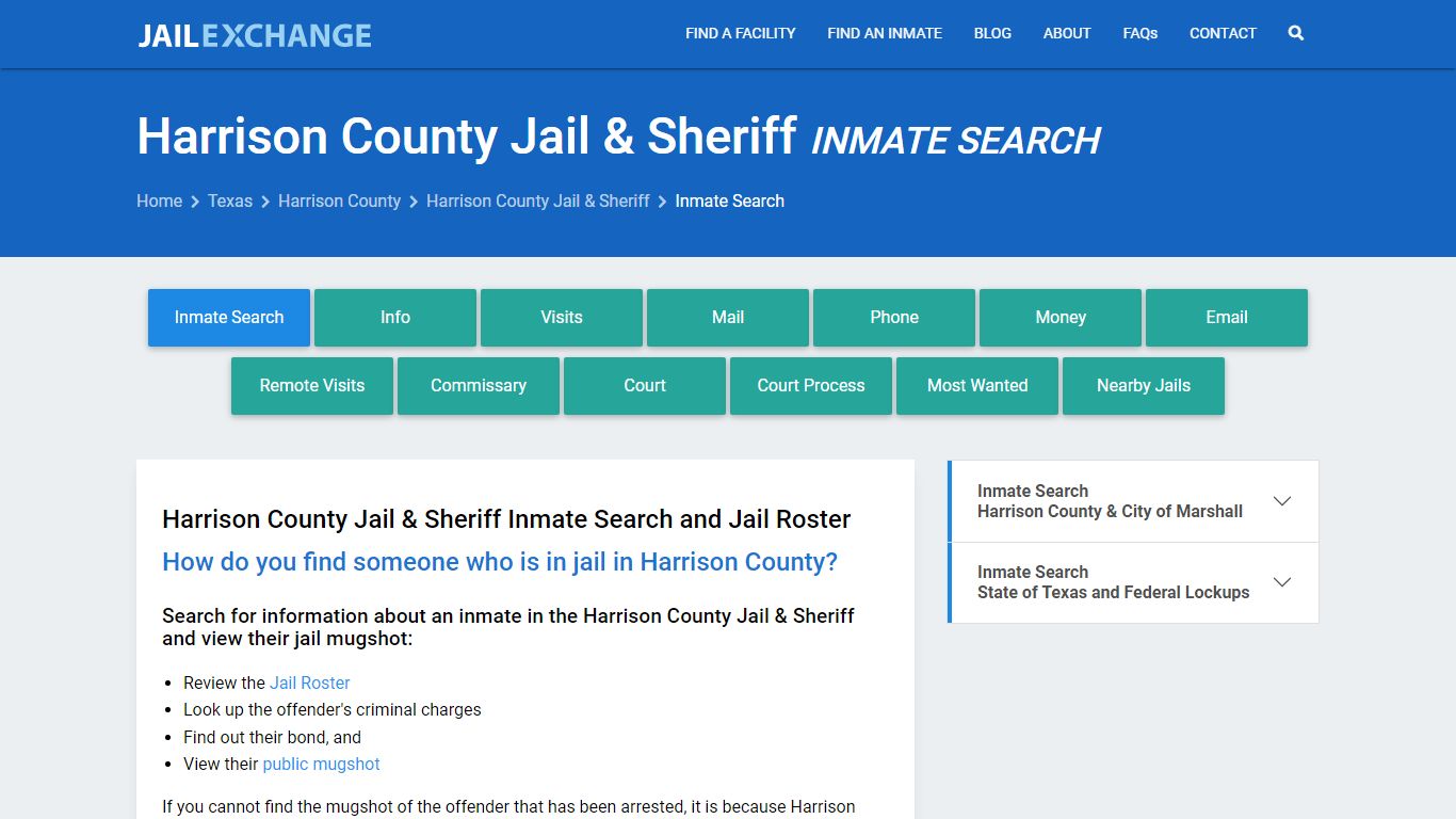 Harrison County Jail & Sheriff Inmate Search - Jail Exchange